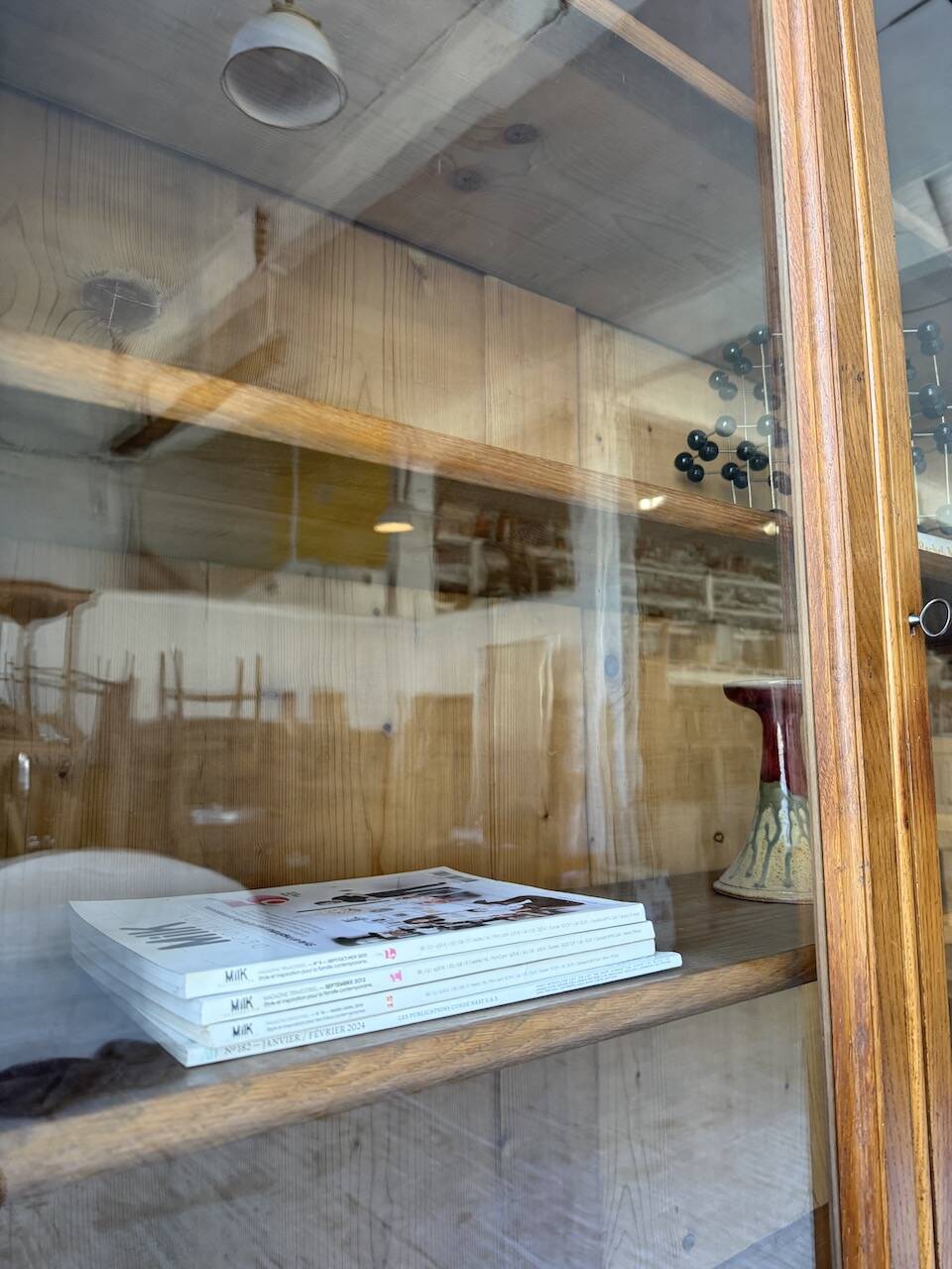 Antique XL Napoleonic oak glass bookcase, 19th century