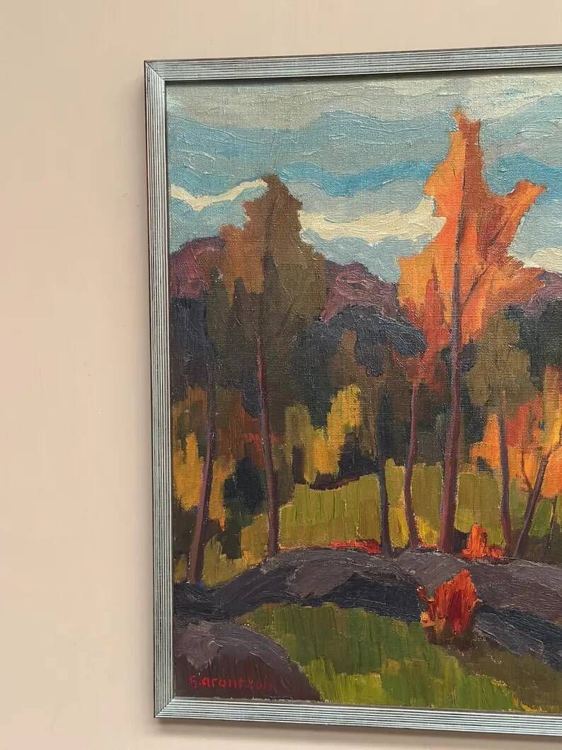 Original Swedish Oil on Canvas – “Orust” by Gösta Arontzon – Signed – Dated 1971 – Vintage & Framed – 58 × 49 cm