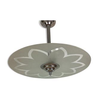 Art deco suspension Metal and glass disc