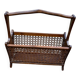 Vintage magazine rack, solid wood and cane document holder.