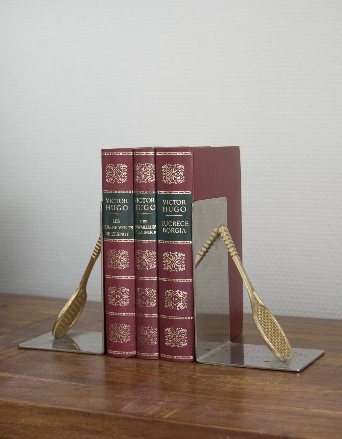 Paire de serre-livres vintage en forme de raquette de tennis – années 1980
