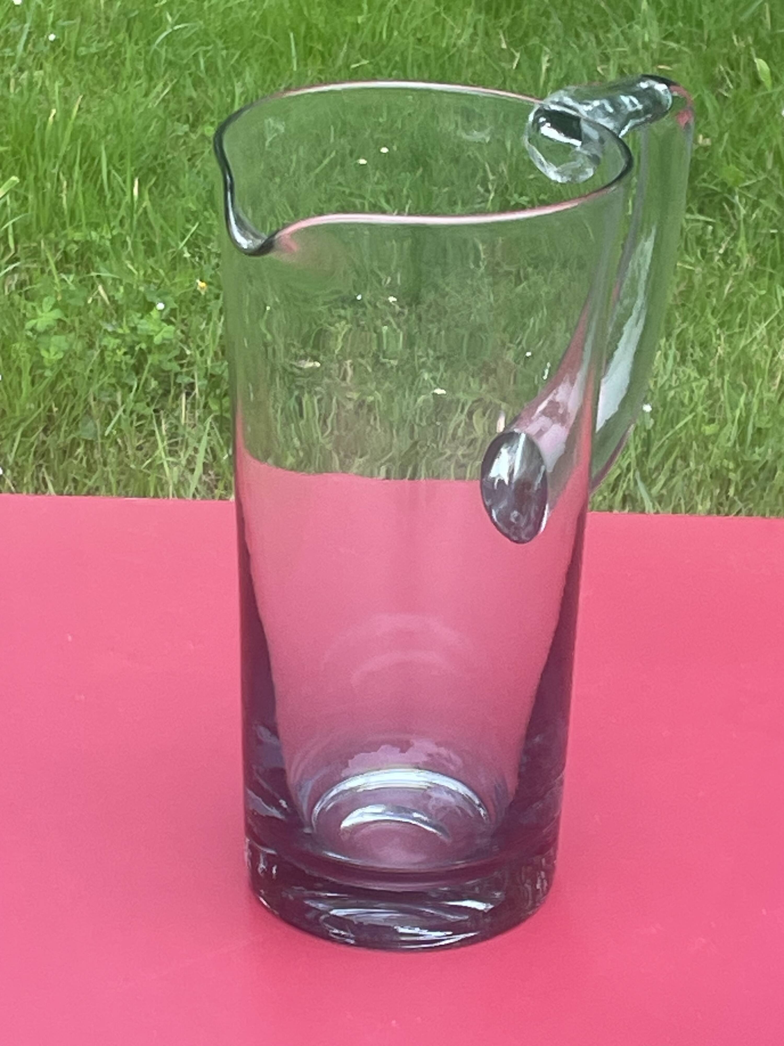 elegant water or orangeade pitcher in smoked glass from the 1970s - 25 cm