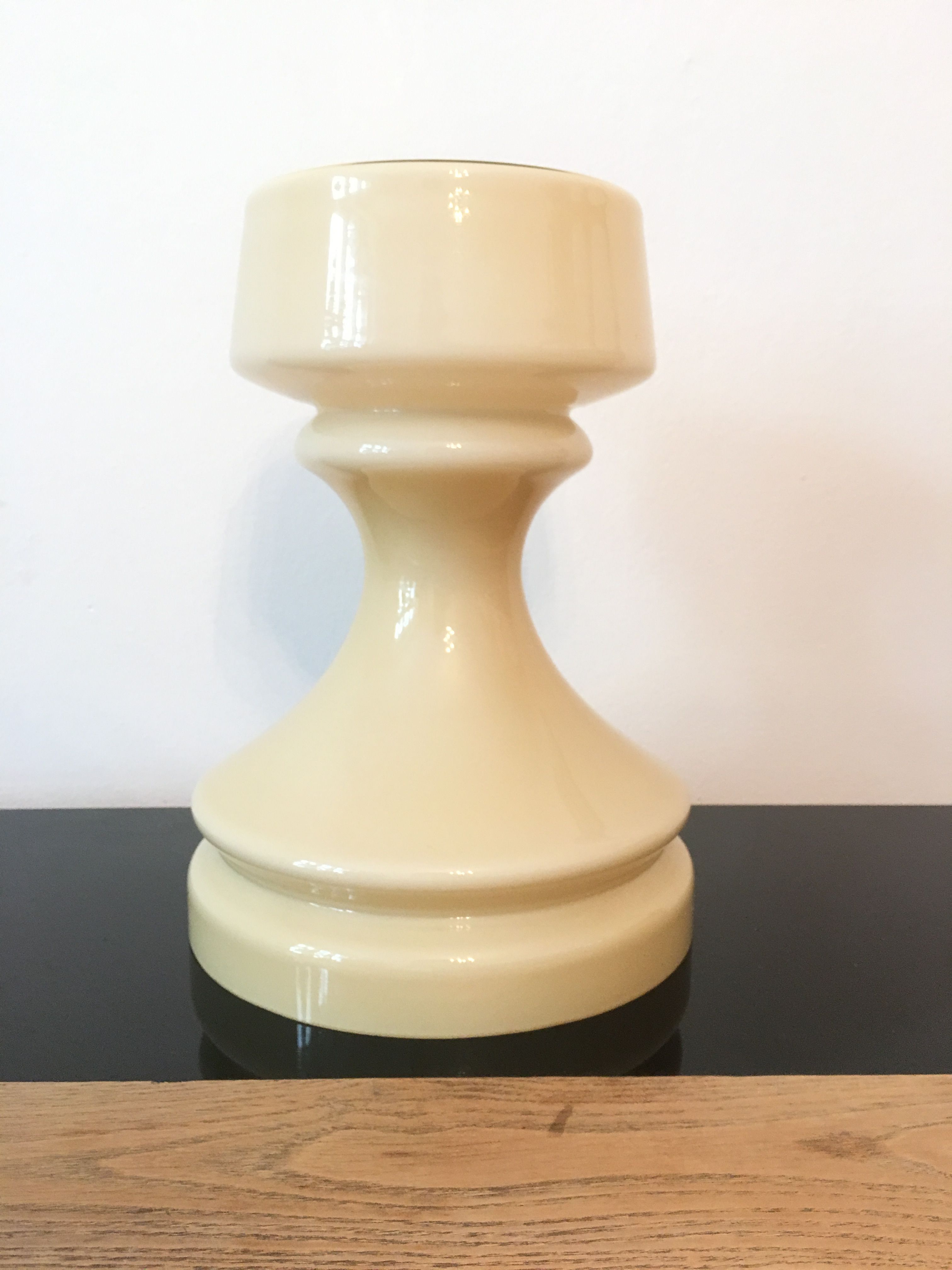 Beige chess glass table lamp by Ivan Jakes, 1960s