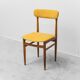 Pair of vintage chairs in wood and yellow fabric, 1960s modernism