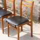 Set of 6 Scandinavian chairs in beech and black skaï, 1960s