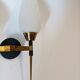 M.D two-arm wall lamp in gilded brass and black metal 1960