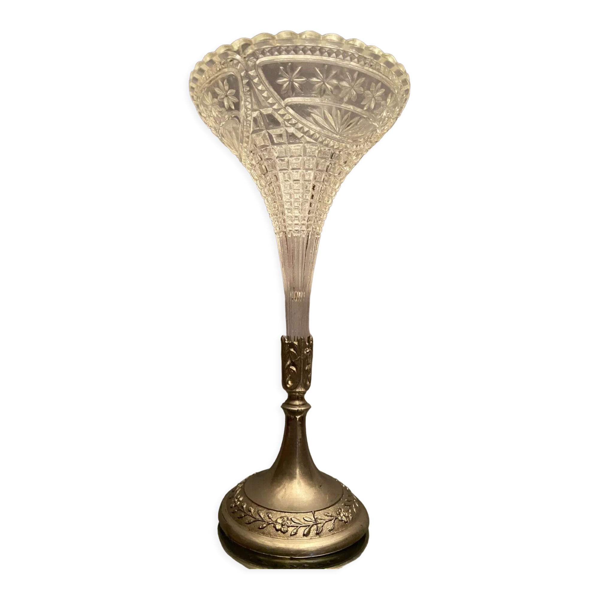 Vase bouquetière cornet in cut crystal Louis XVI style late nineteenth early twentieth