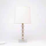 Orrefors crystal and brass table lamp for Vitrika