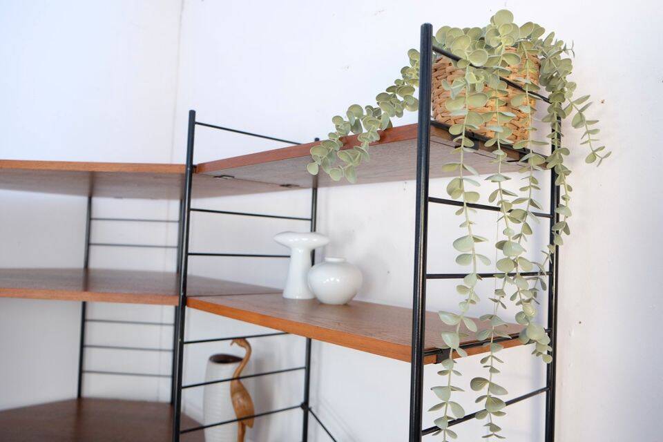 WHB teak shelving system, 1960s–70s retro vintage style.