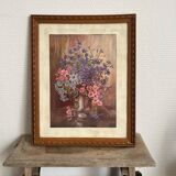Wooden frame with flower poster