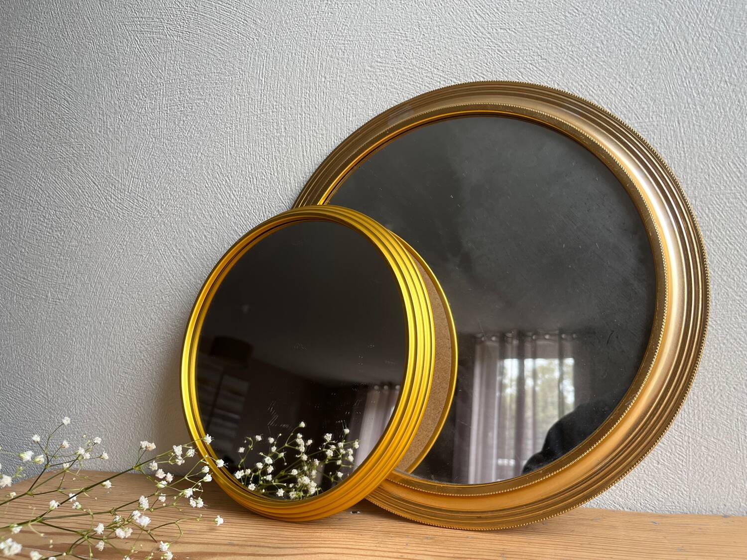 Vintage gold round mirror