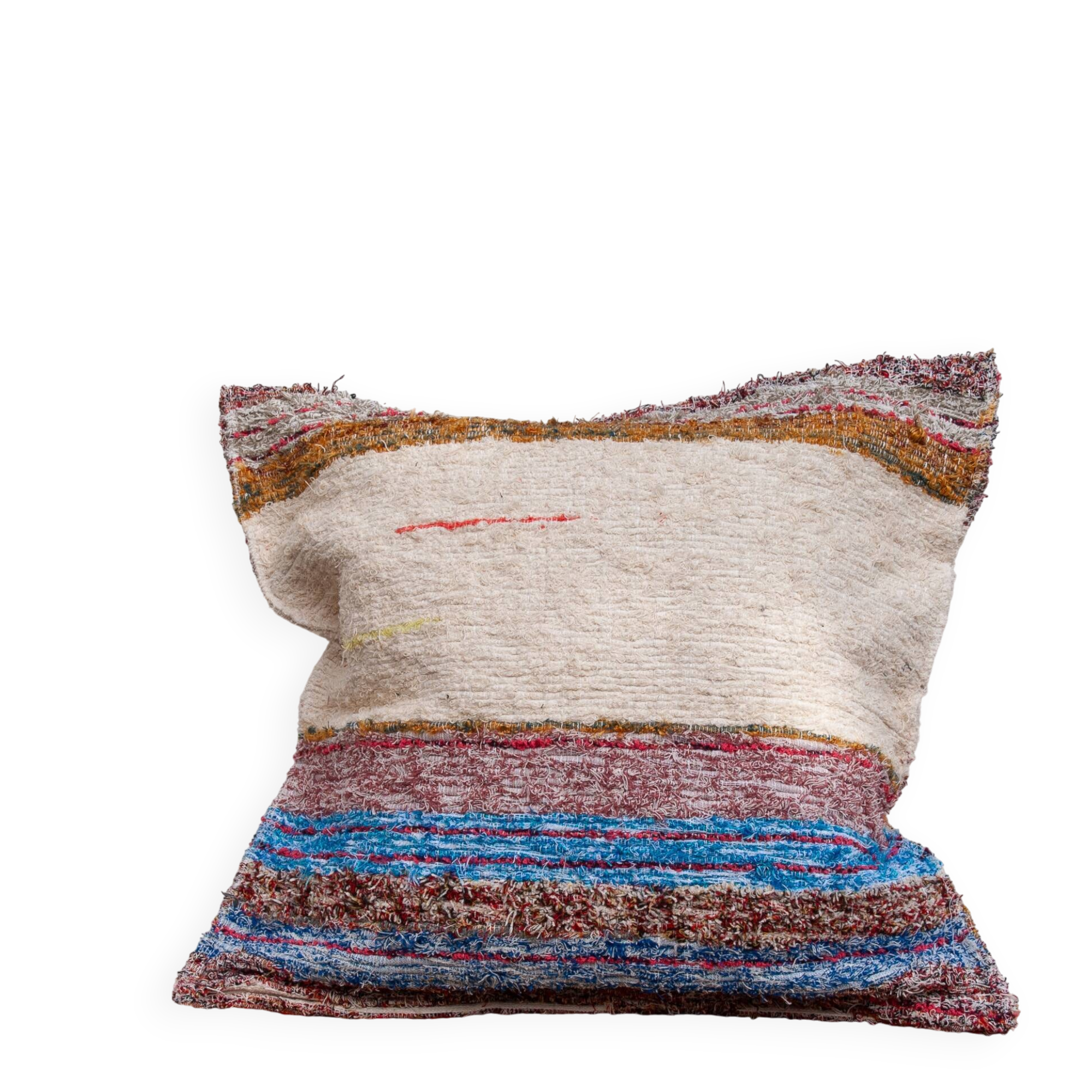 Housse de coussin artisanale en coton recyclé tissé main