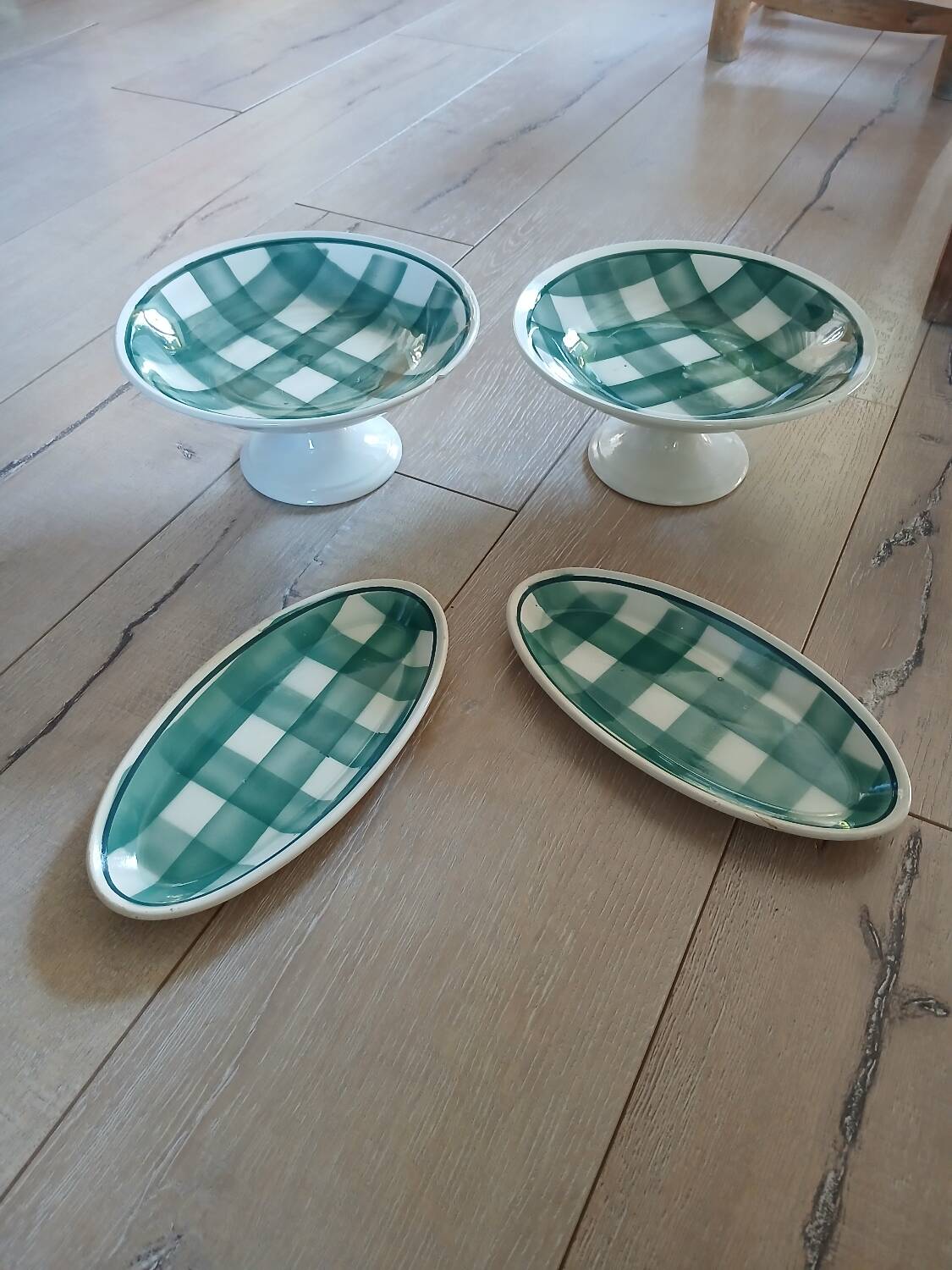 Set of antique Scottish tile dishes