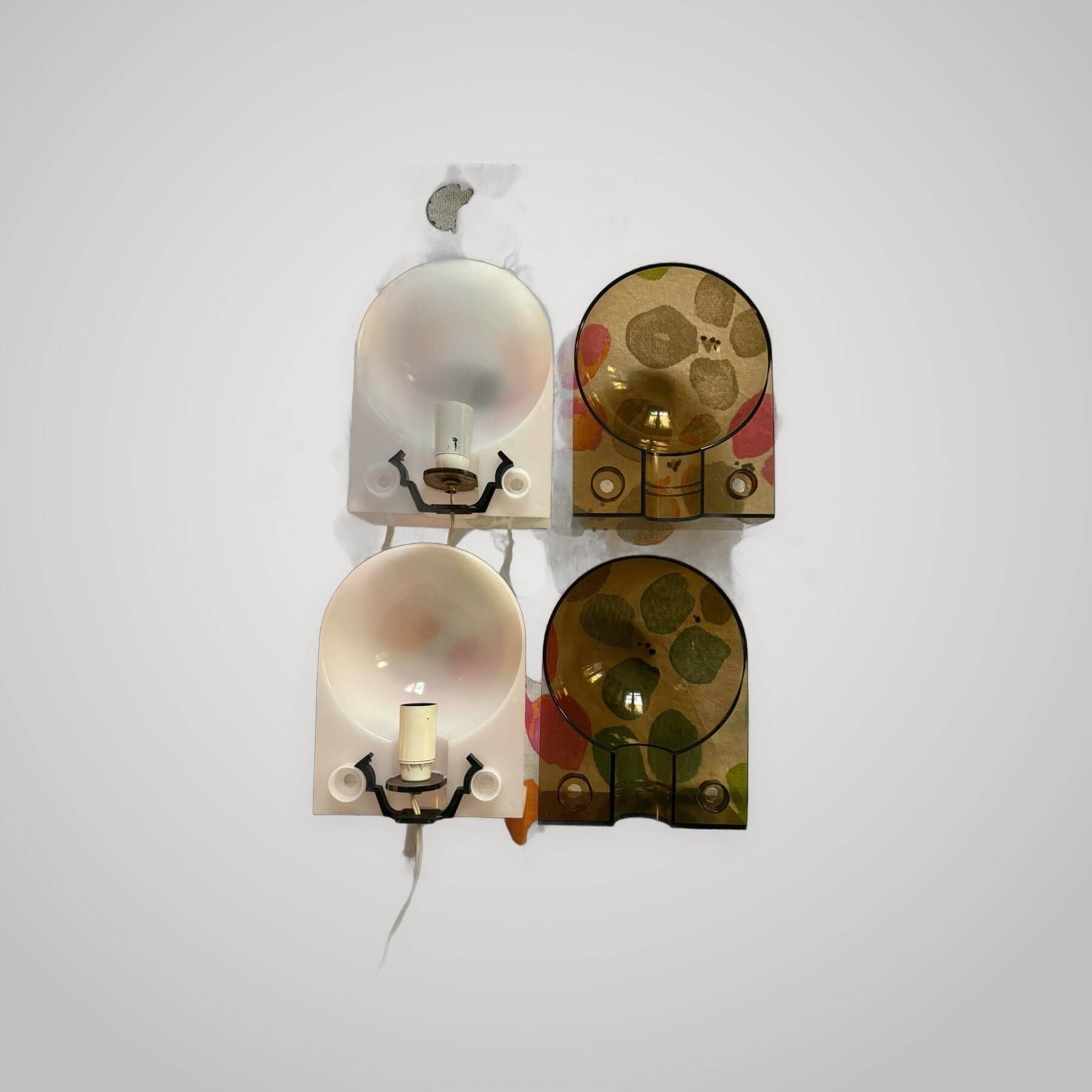 HARVEY GUZZINI Set of 2 Smoke Wall Lights model SIRIO 3460 by BRAZZOLI & LAMPE