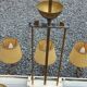 Vintage chandelier in gilded brass, chromed metal and plexiglass from the 1950s