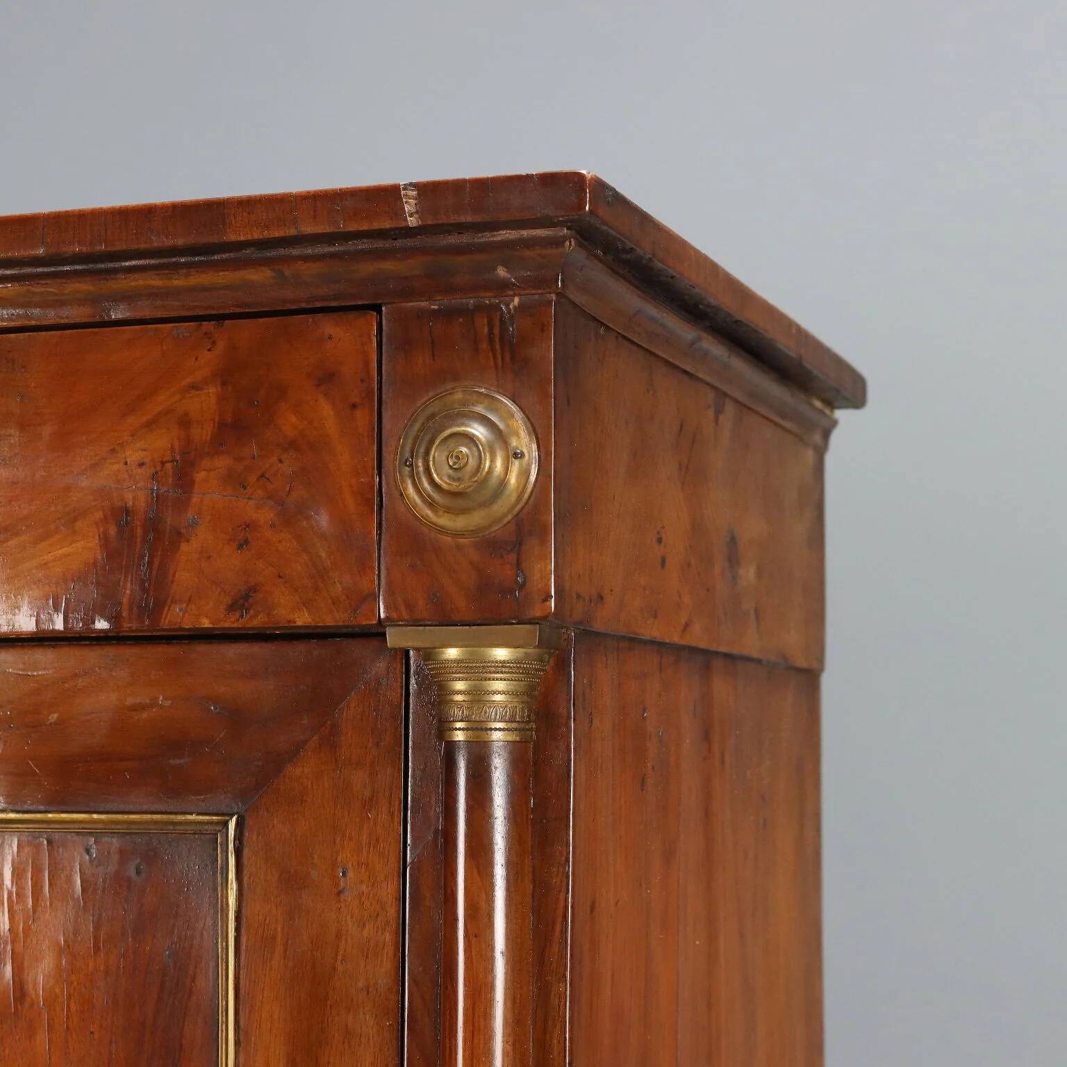 Ancient Empire secretary in walnut and bronze, Italy, 19th century