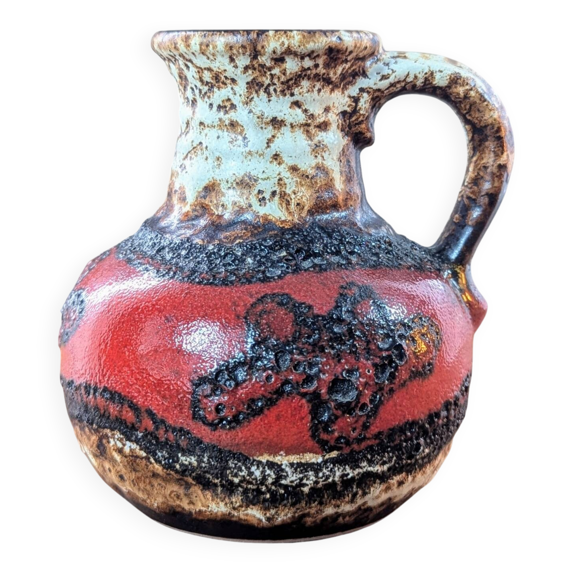 Vase West Germany Bay 631-14, cruche Fat Lava vintage