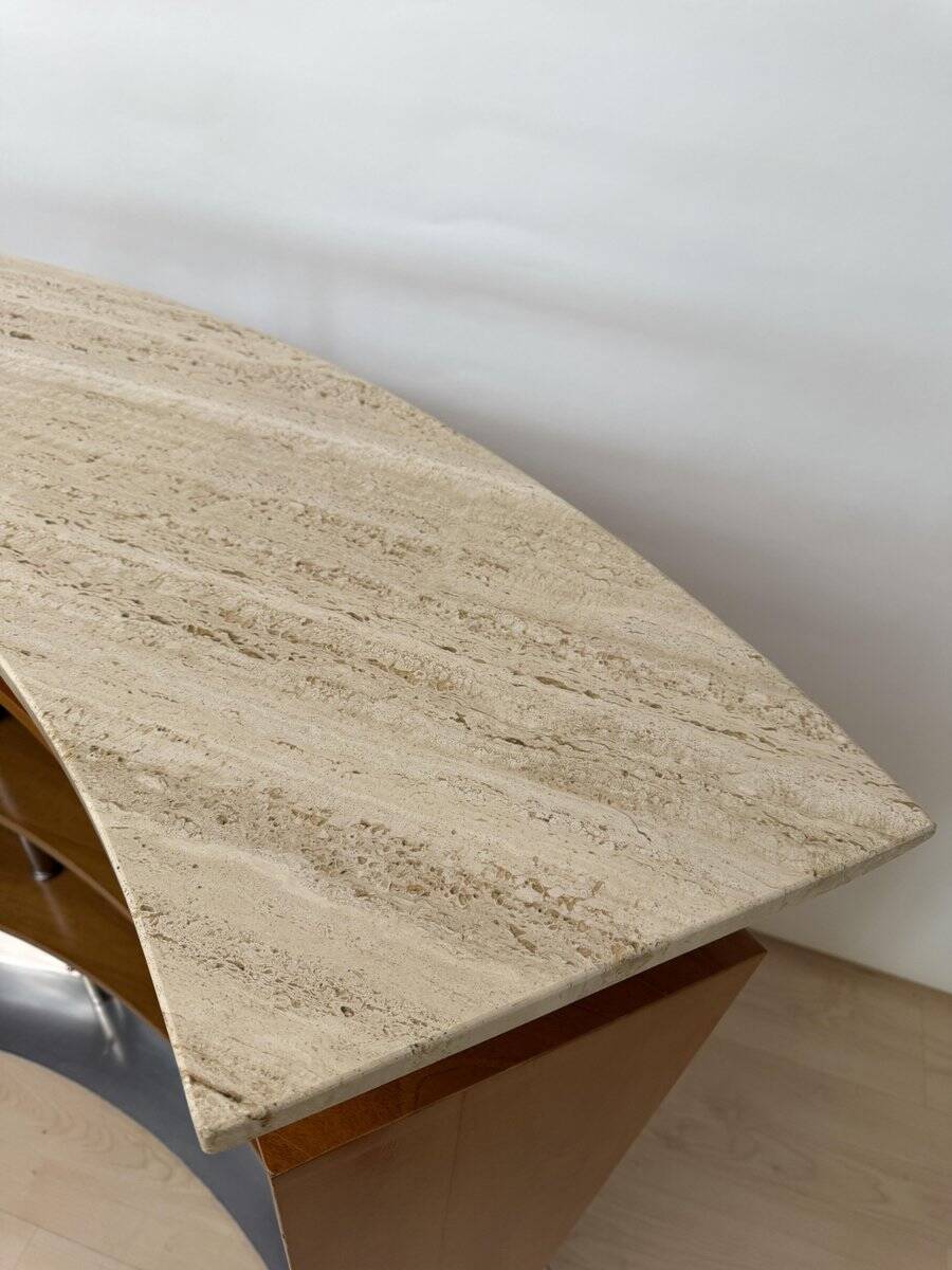 Mid-century bar in teak wood, metal and travertine, Italy, 1970