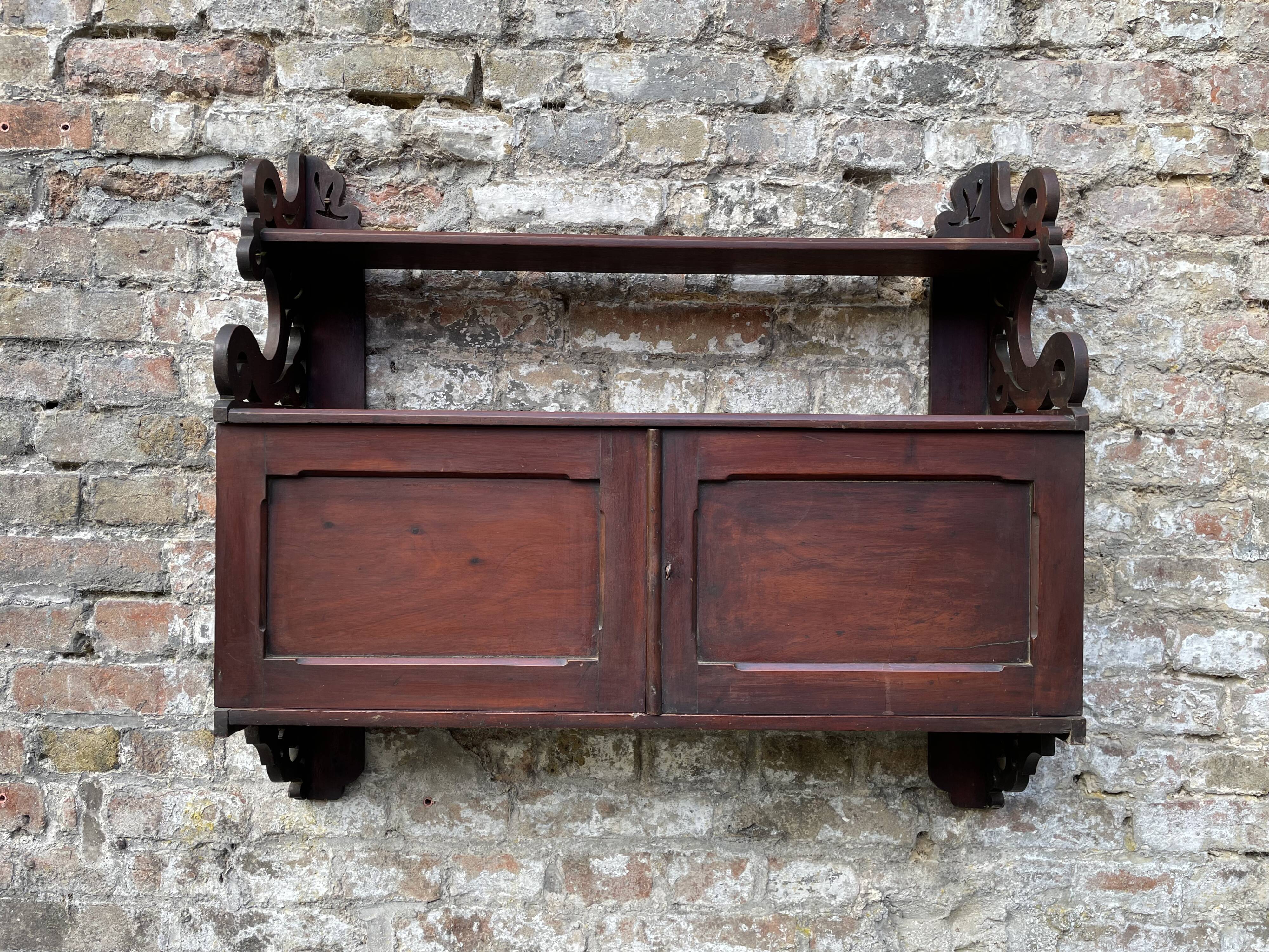 Antique mahogany wall cabinet/shelf