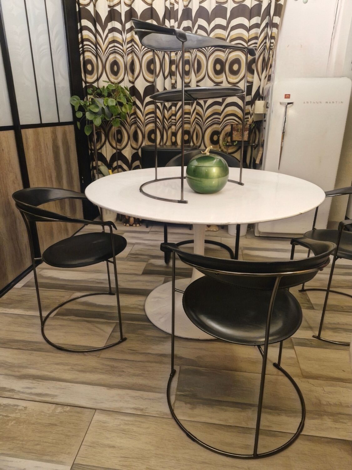 Set of 5 Leather Chairs, Canasta by Arrben Italy Vintage 1980
