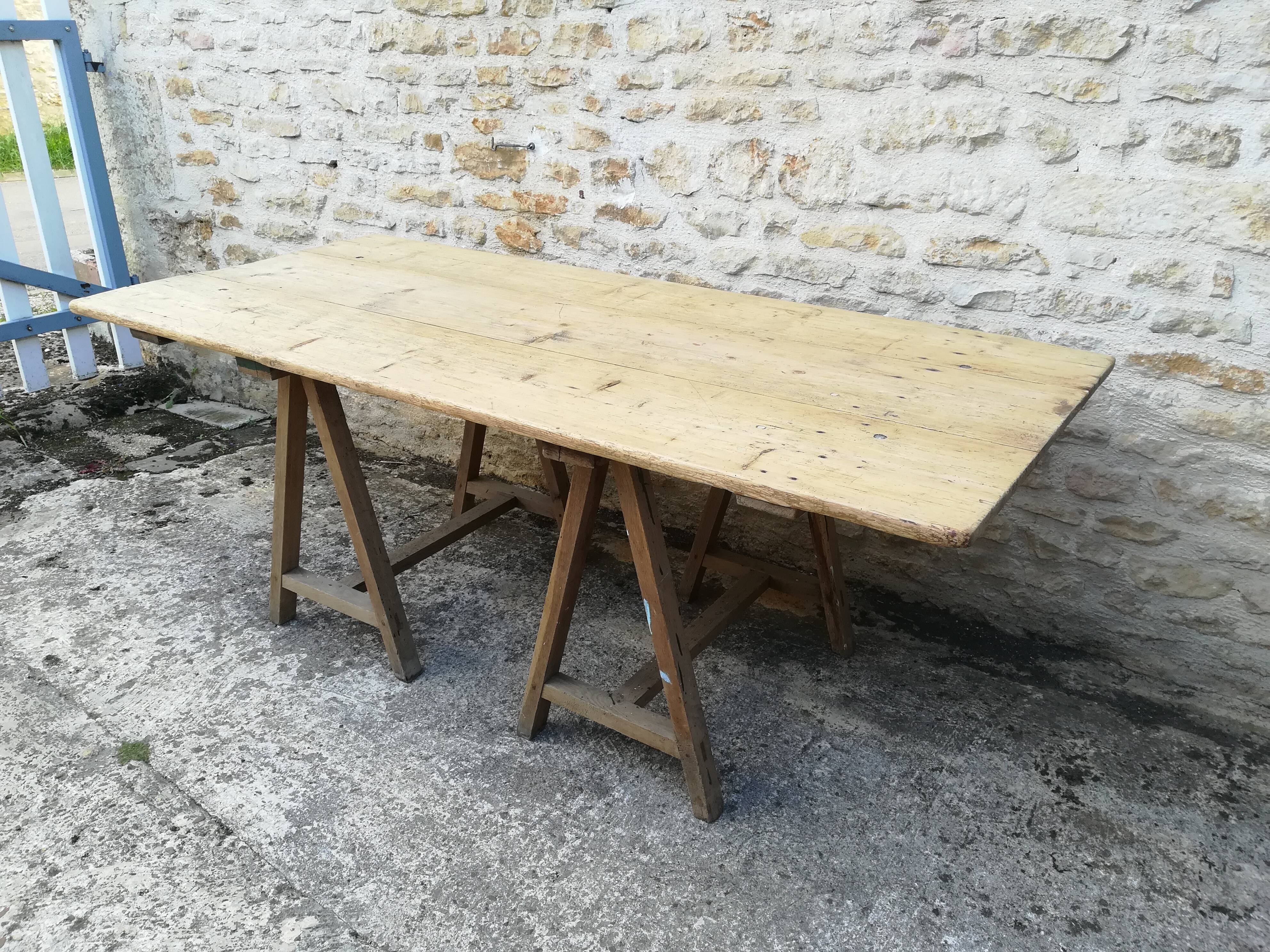 Farm table on trestles