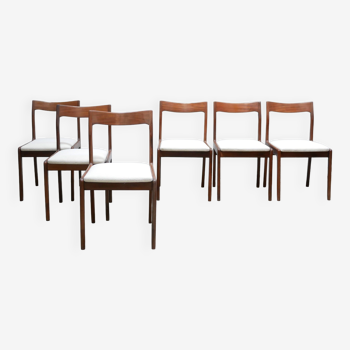 Série de 6 chaises scandinaves vintage en teck