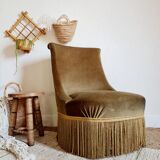 Bronze green velvet toad armchair