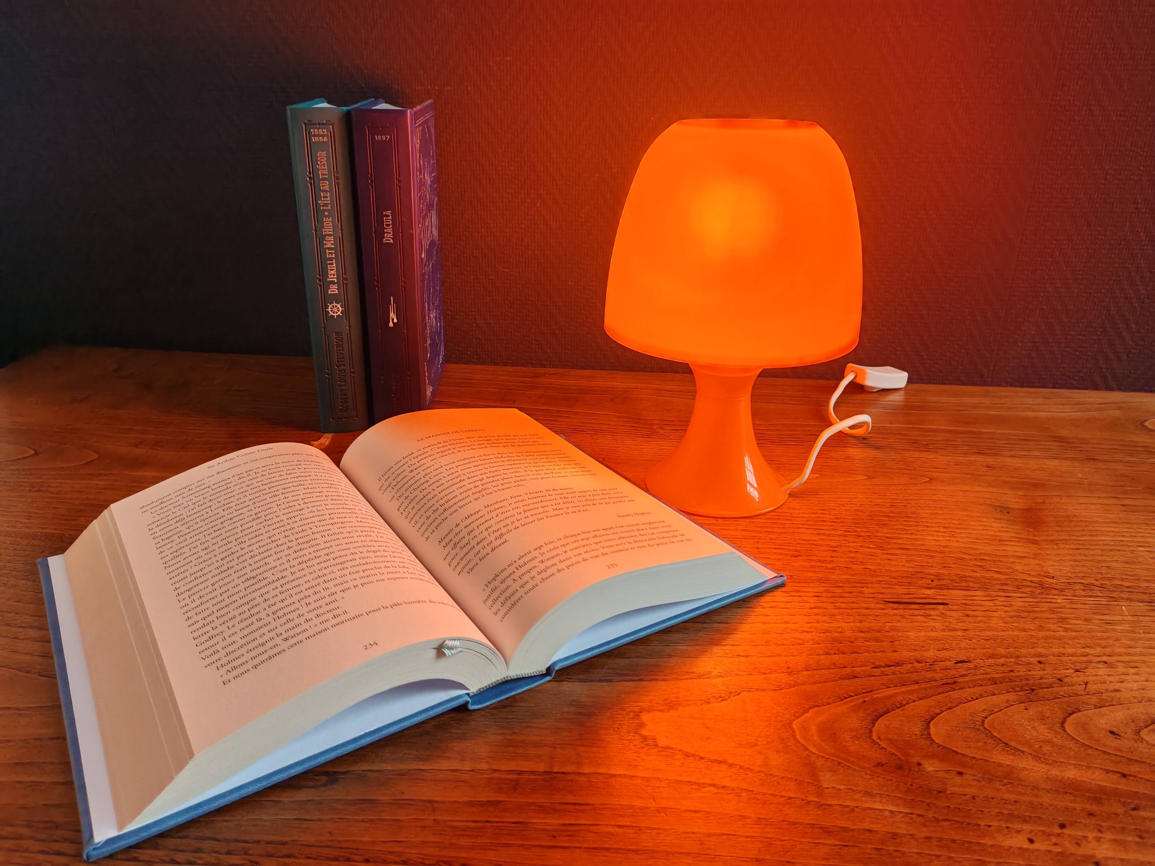 Lampe de table vintage/Lampe champignon en plastique orange