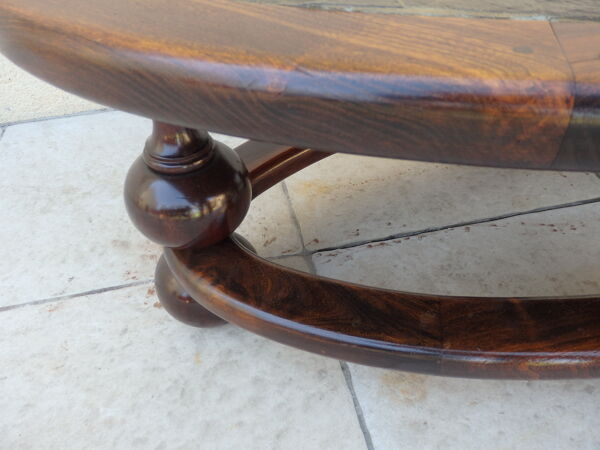 Table basse année 80 ardoise chêne massif vintage