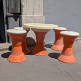 Vintage 70s coffee table and 4 stools