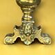 Pair of antique brass and cast iron fire dogs, Louis XVI style.