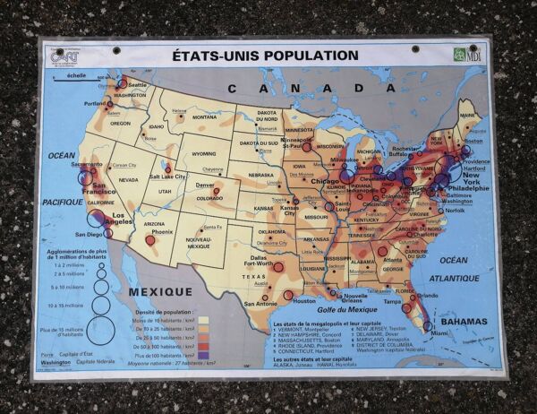 Ancienne carte MDI États-Unis USA vintage