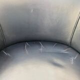 Tall black leather bar chair