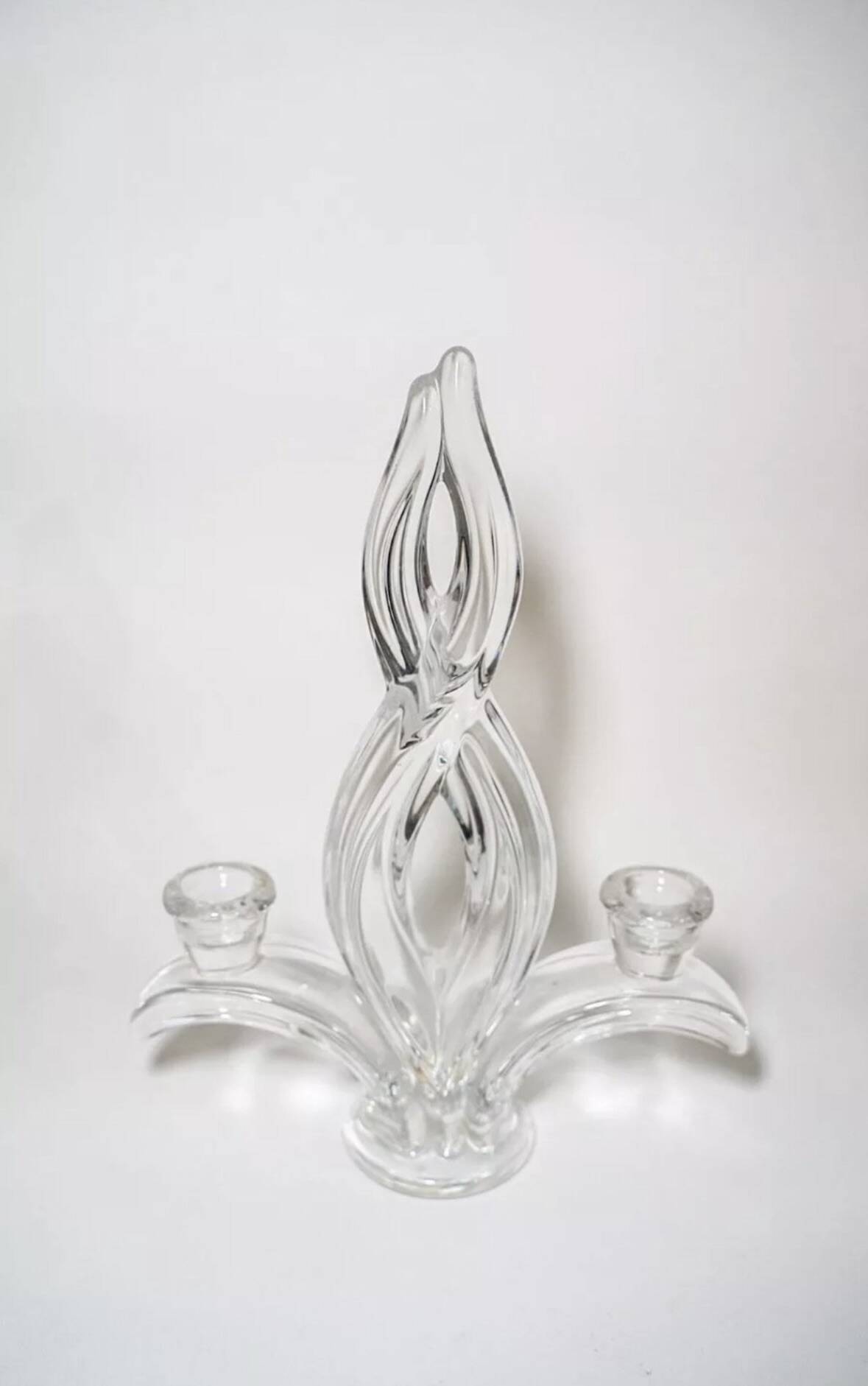 Pair of mid-century crystal candlesticks from Vannes