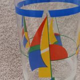 set of 6 large orangeade glasses juice glasses boats seaside