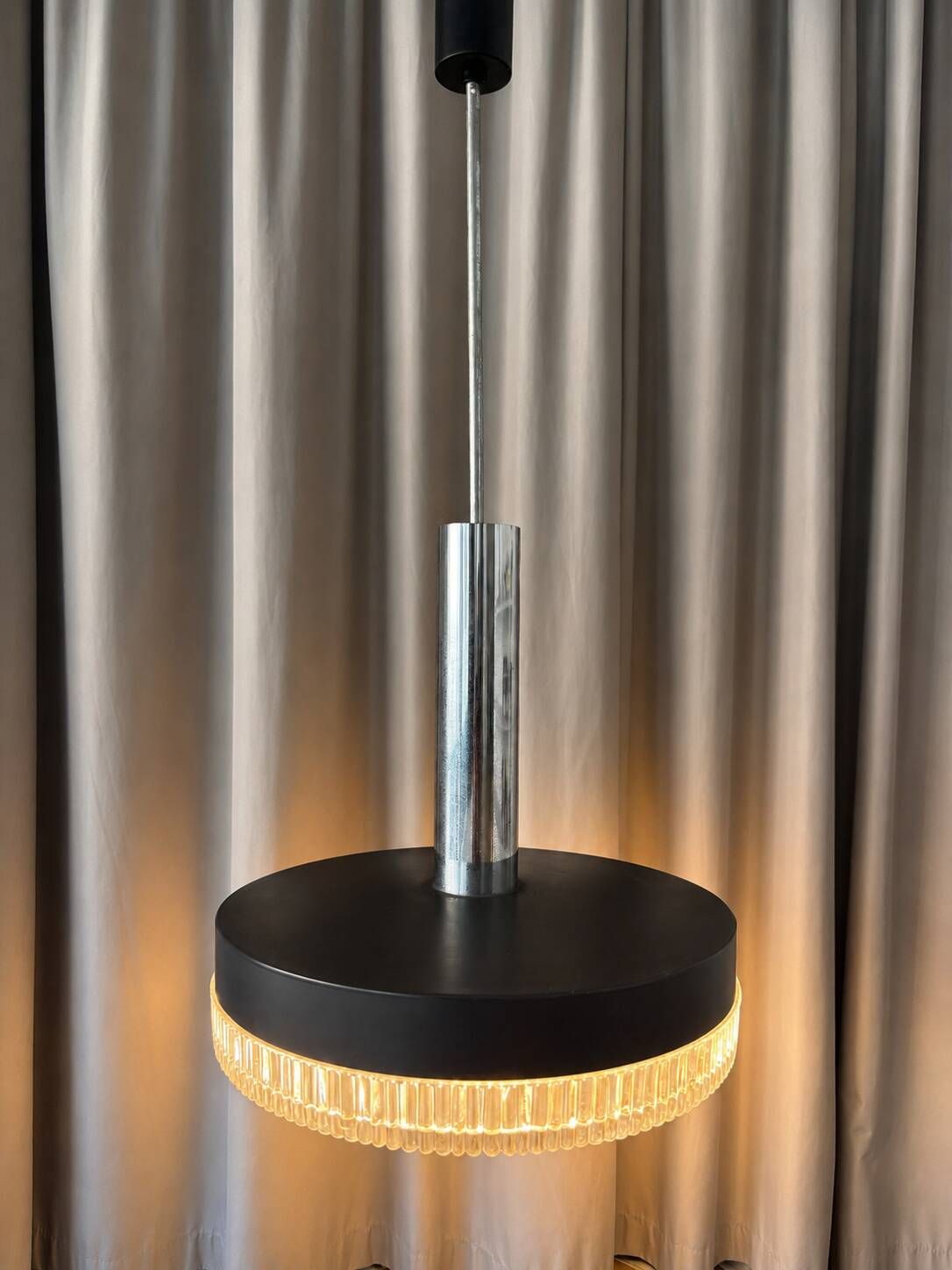 Kaiser Leuchten Mid-Century Pressed Glass Pendant Lamp, Germany, 1960s