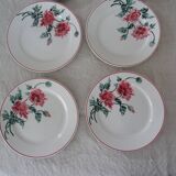 12 plates old flat and hollow HBCM Creil Montereau Luxeuil carnations