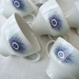 Set of 6 cups peacock feathers
