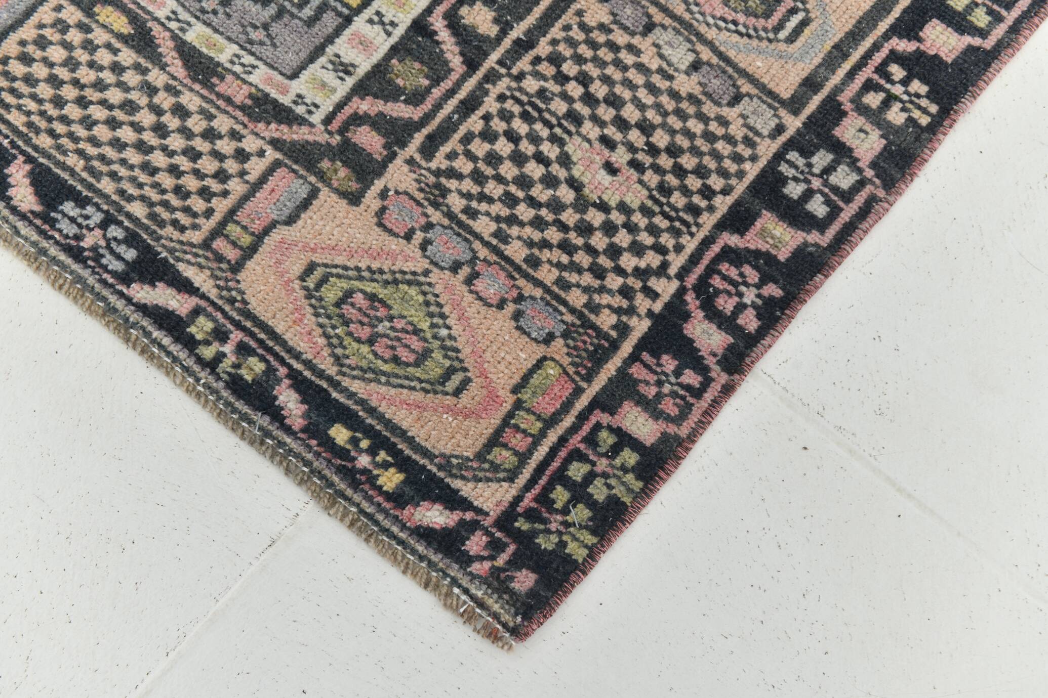 Pink & Navy Blue Classic Persian Rug, 130x225Cm