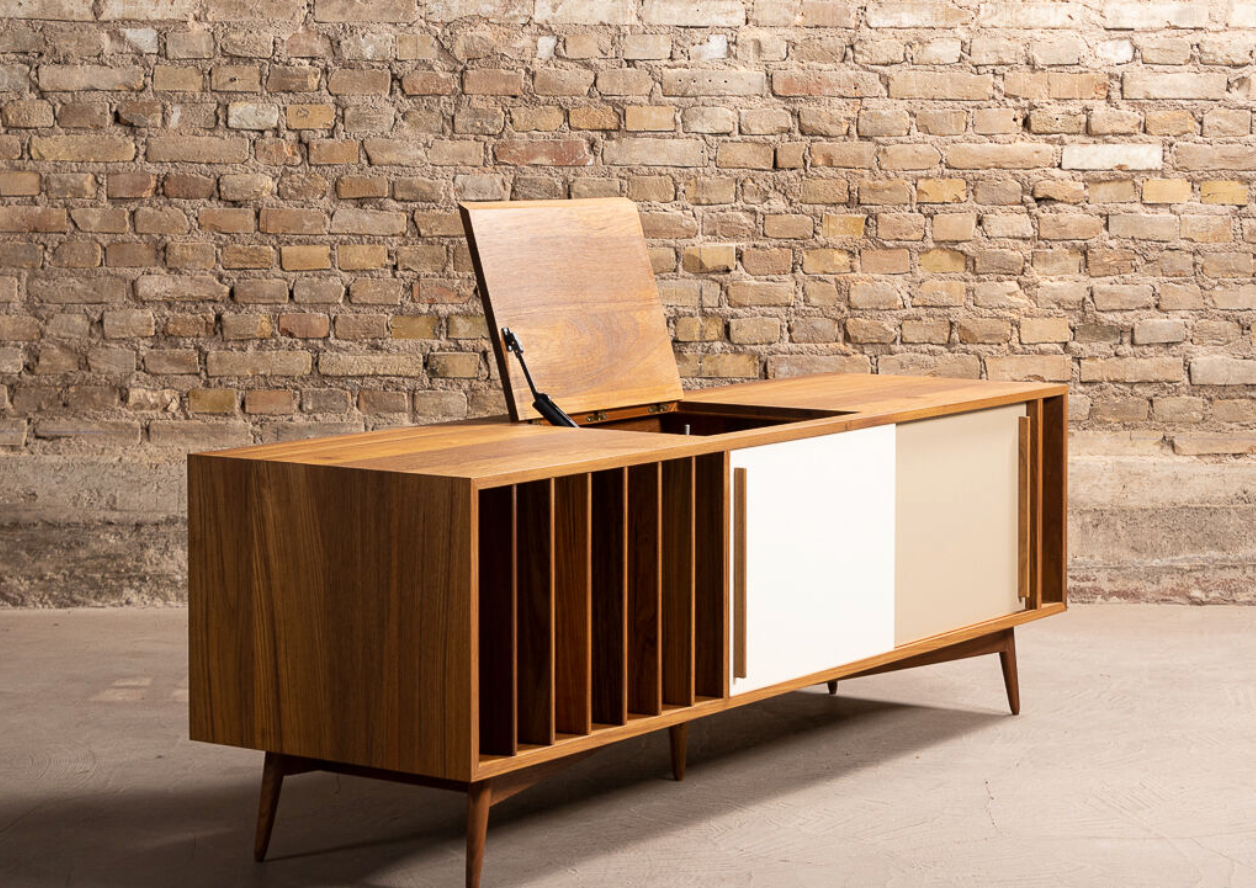 TV stand / Teak enfilade with vinyl storage