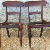 A series of 4 mahogany chairs with 19th th eme leather patties in good condition