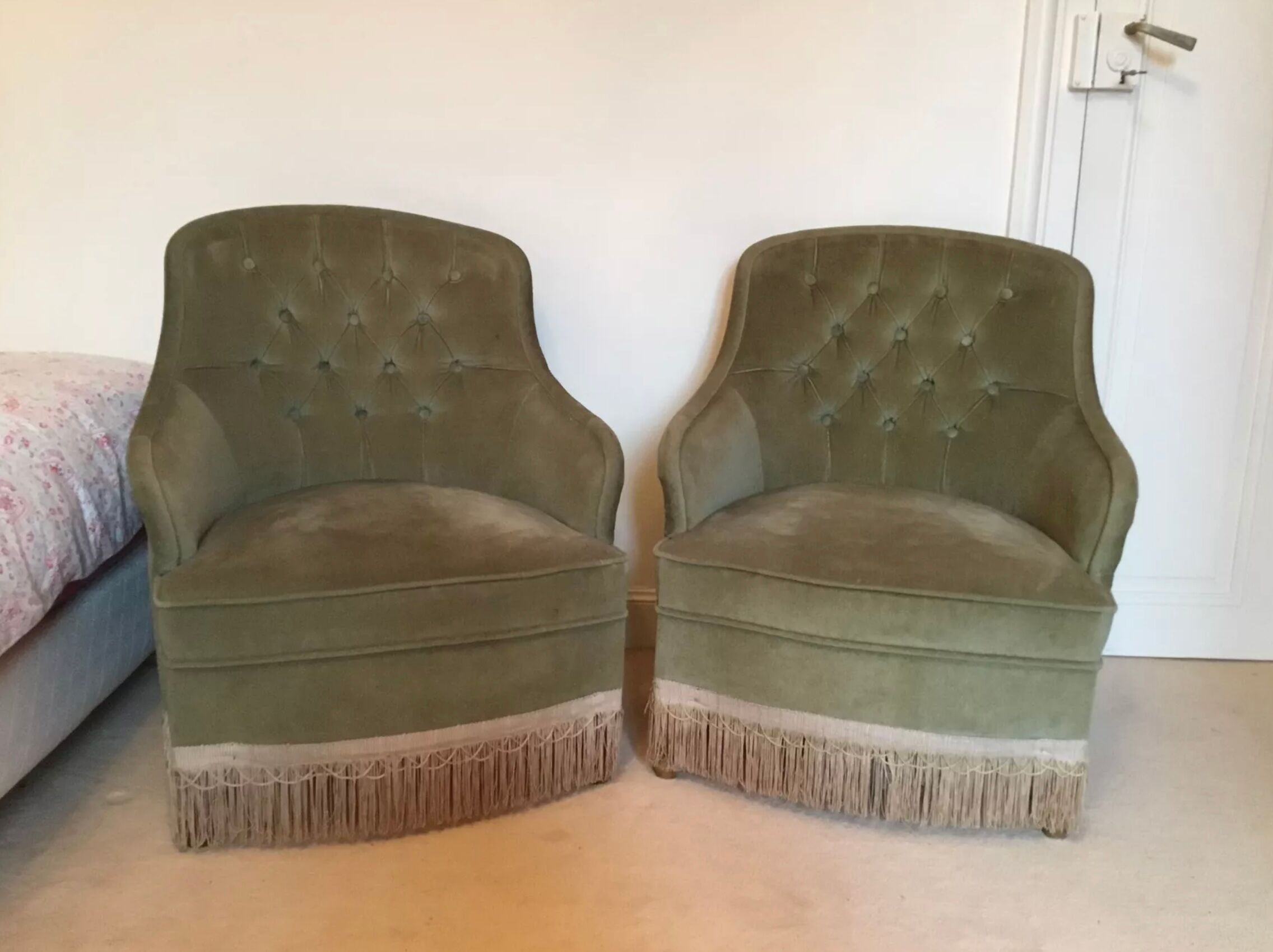 Pair of green toad chairs