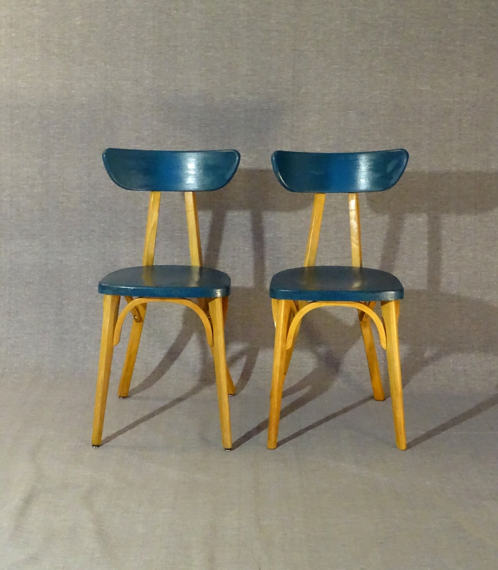 Set of 2 chairs Luterma "banana" 1955 vintage bistro