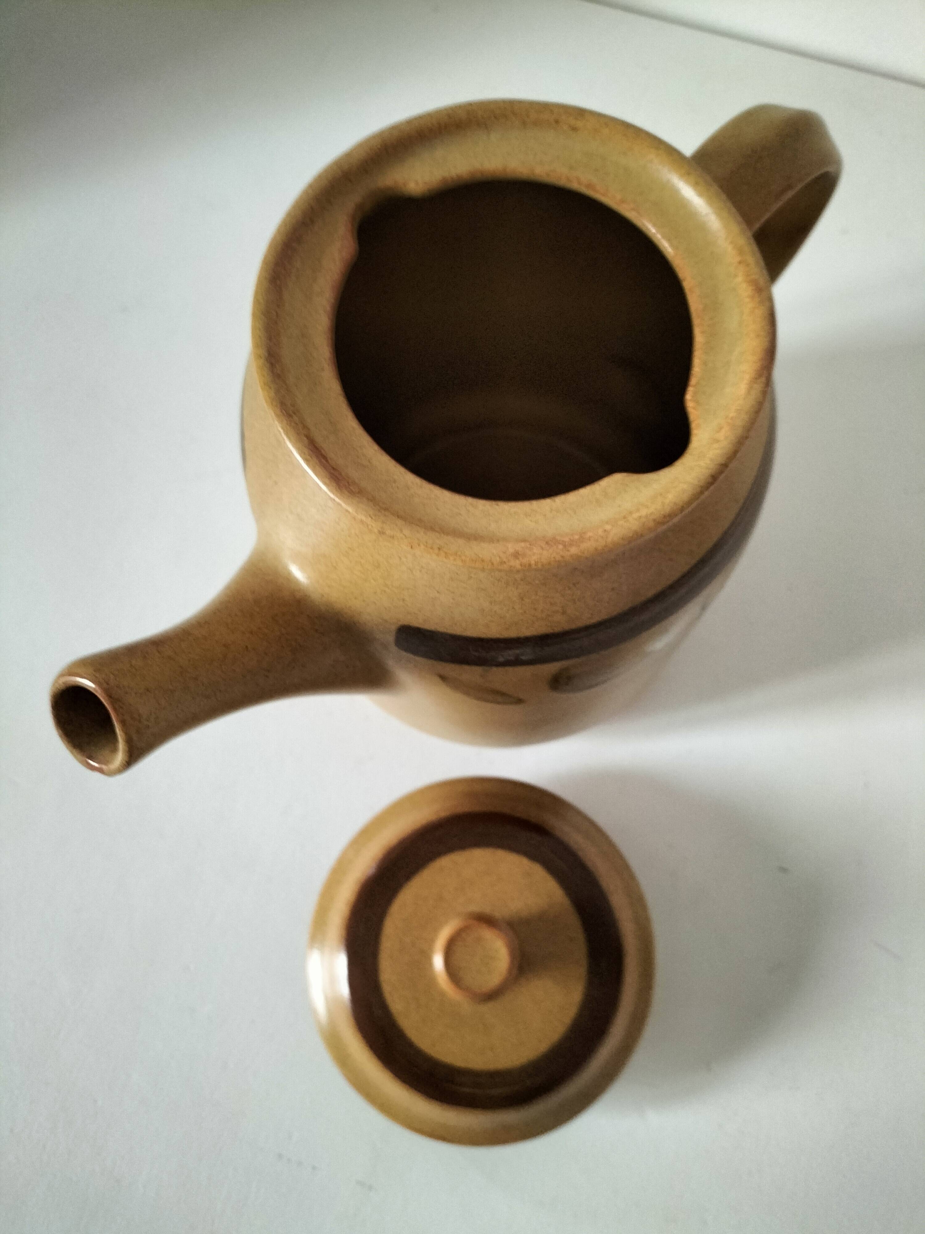 Stoneware coffee/tea pot from Sarreguemines, Lorraine, 70s.