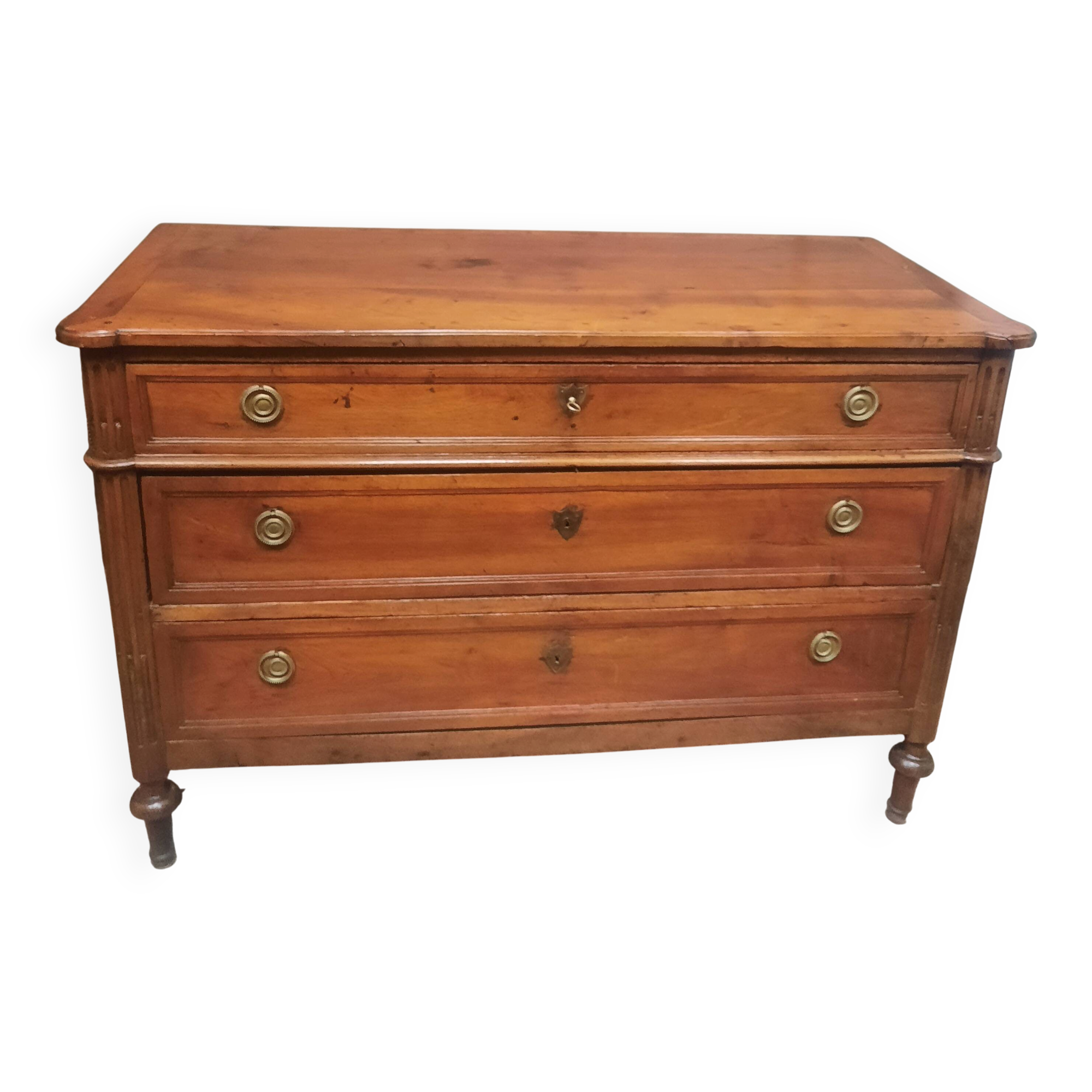 Commode en bous naturel d  epoque Louis XVI