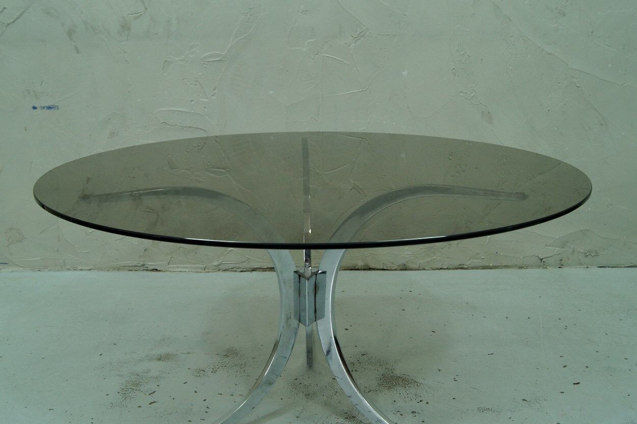 Italian modern chrome and glass coffee table, 1970
