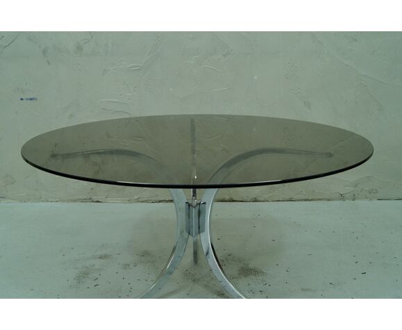 Italian Modern Chrome And Glass Coffee Table 1970 Selency Italian Modern Chrome And Glass Coffee, Modern Chrome Side Table