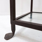 Pair of vintage pagoda-style shelves in black metal
