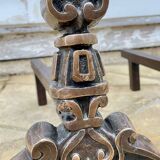 Vintage solid brass and steel chenets