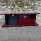 Rectangular plexiglass tv unit, burgundy, wine colour, david lange wine